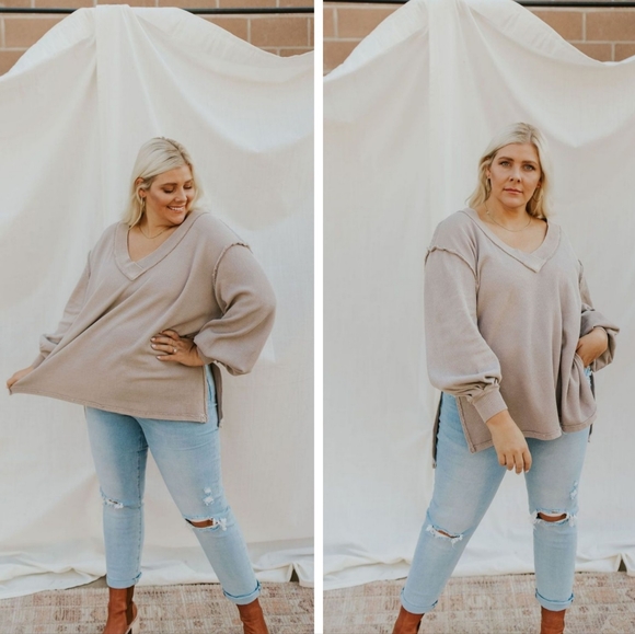 Free People Asher Thermal Oversized Shirt Stolen Kiss Maroon Red Small NWT NEW - Picture 6 of 12